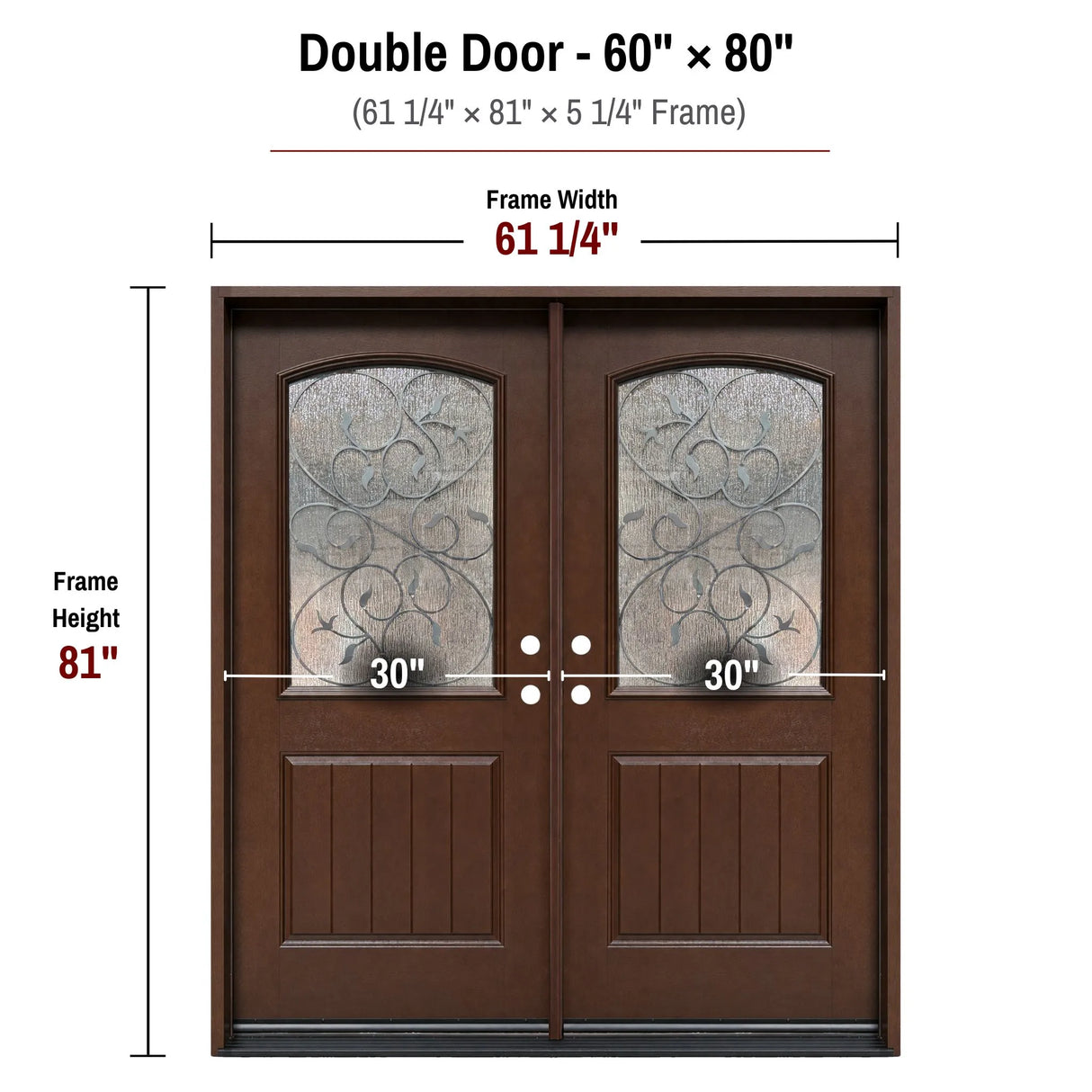 60 x 80 fiberglass double front entry door dimensions and frame size