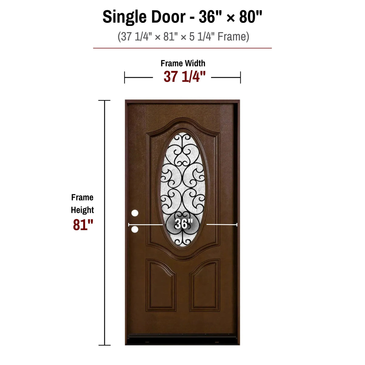 36 x 80 fiberglass single front entry door dimensions and frame size diagram for fd800w