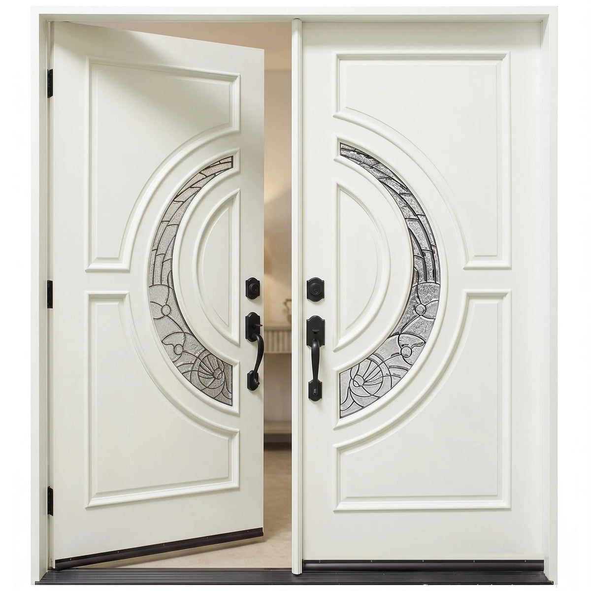 Solid Wood Exterior Door M580E-White