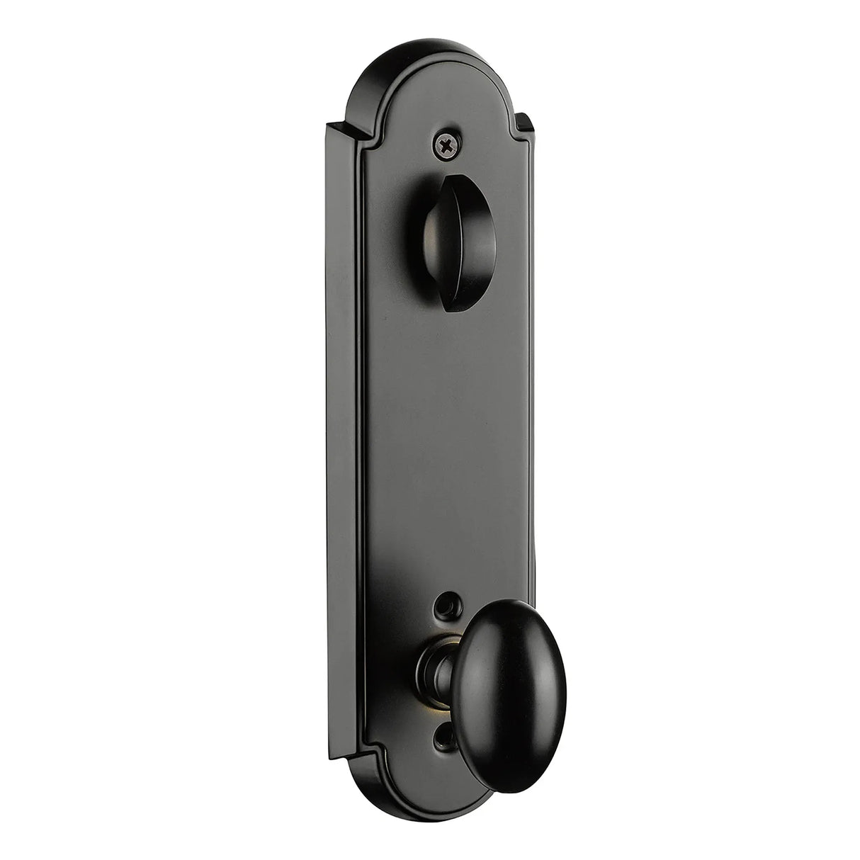 Front entry door handle set with deadbolt and grip handle, exterior hardware, front view