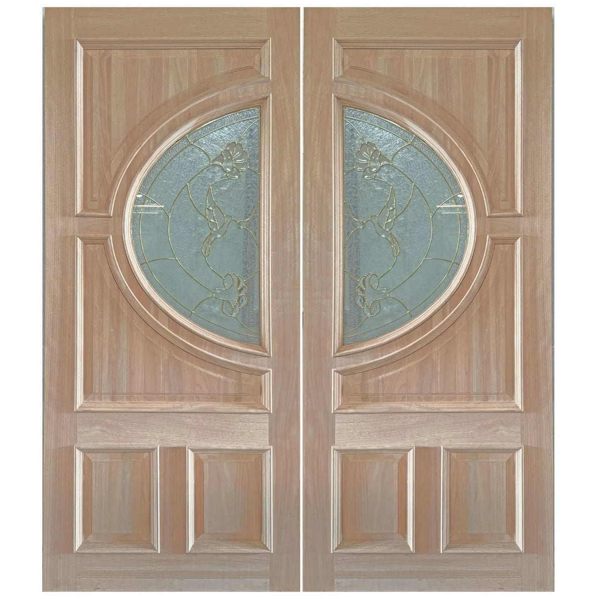 Double solid wood entry doors with classic panel styling