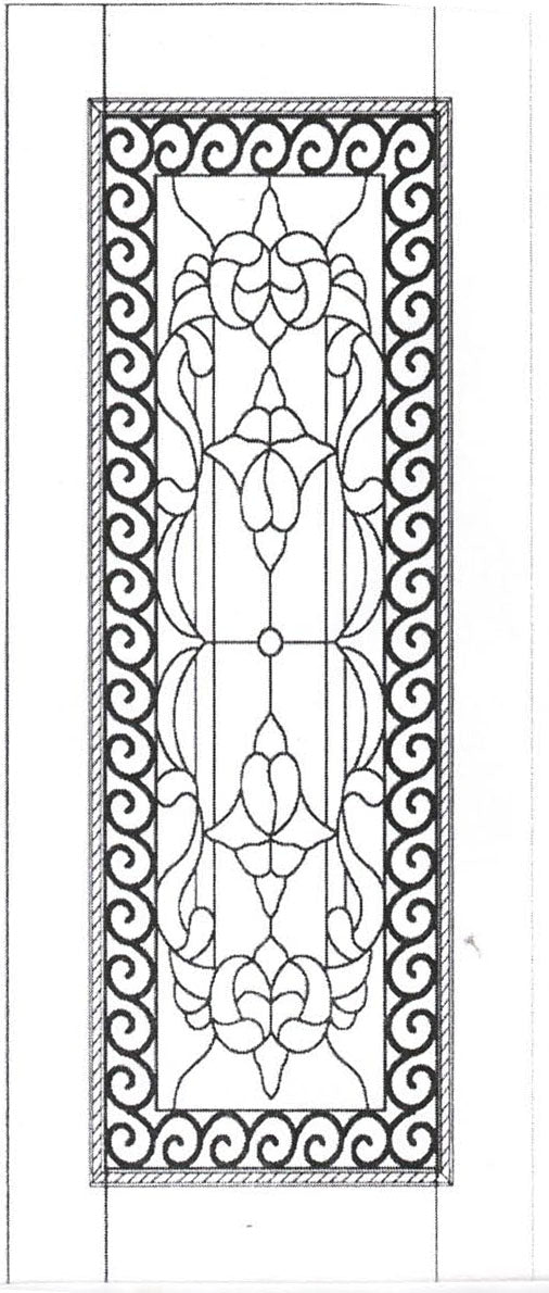 Illustration of solid wood slab entry door showing panel layout and design