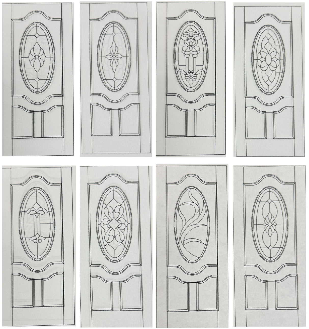 Illustration of solid wood slab entry door showing panel layout and design