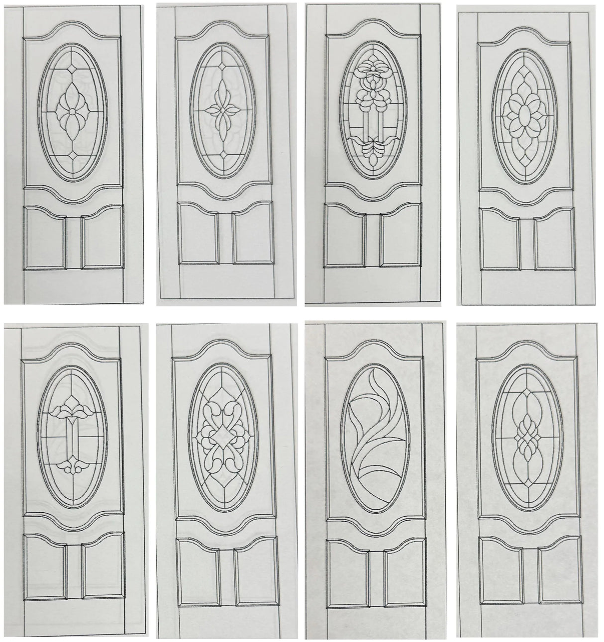 Illustration of solid wood slab entry door showing panel layout and design