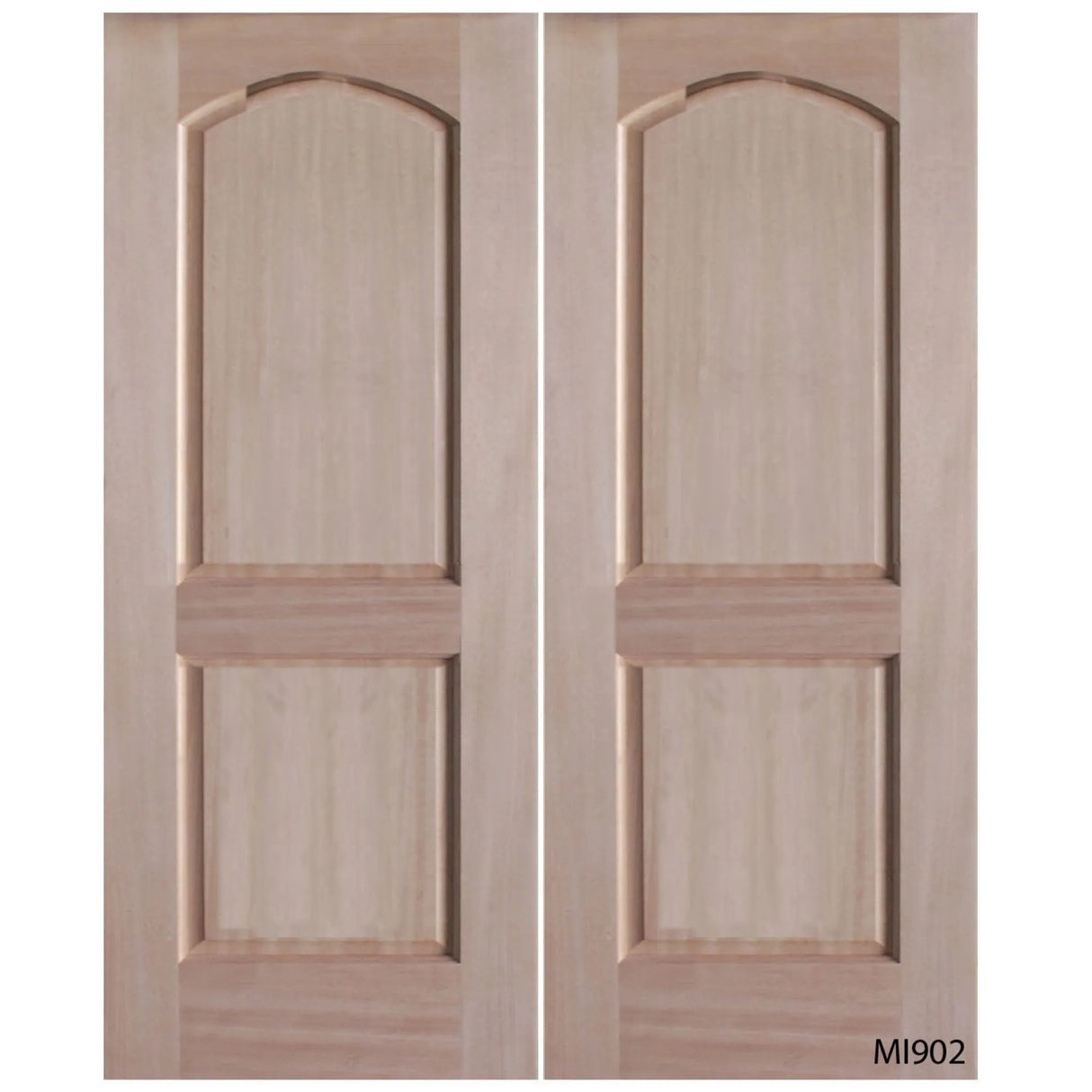 Interior double wood slab doors with modern panel design and clean look