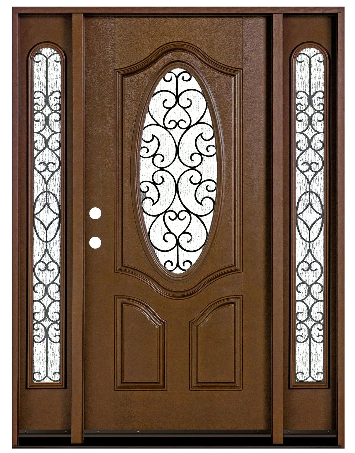 Fiberglass Door Iron Scroll Work Rain Glass  FD800W
