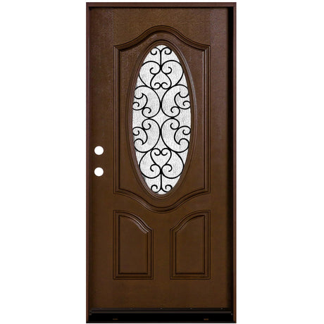 Fiberglass Door Iron Scroll Work Rain Glass  FD800W