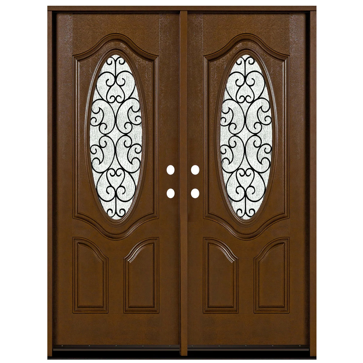Fiberglass Door Iron Scroll Work Rain Glass  FD800W