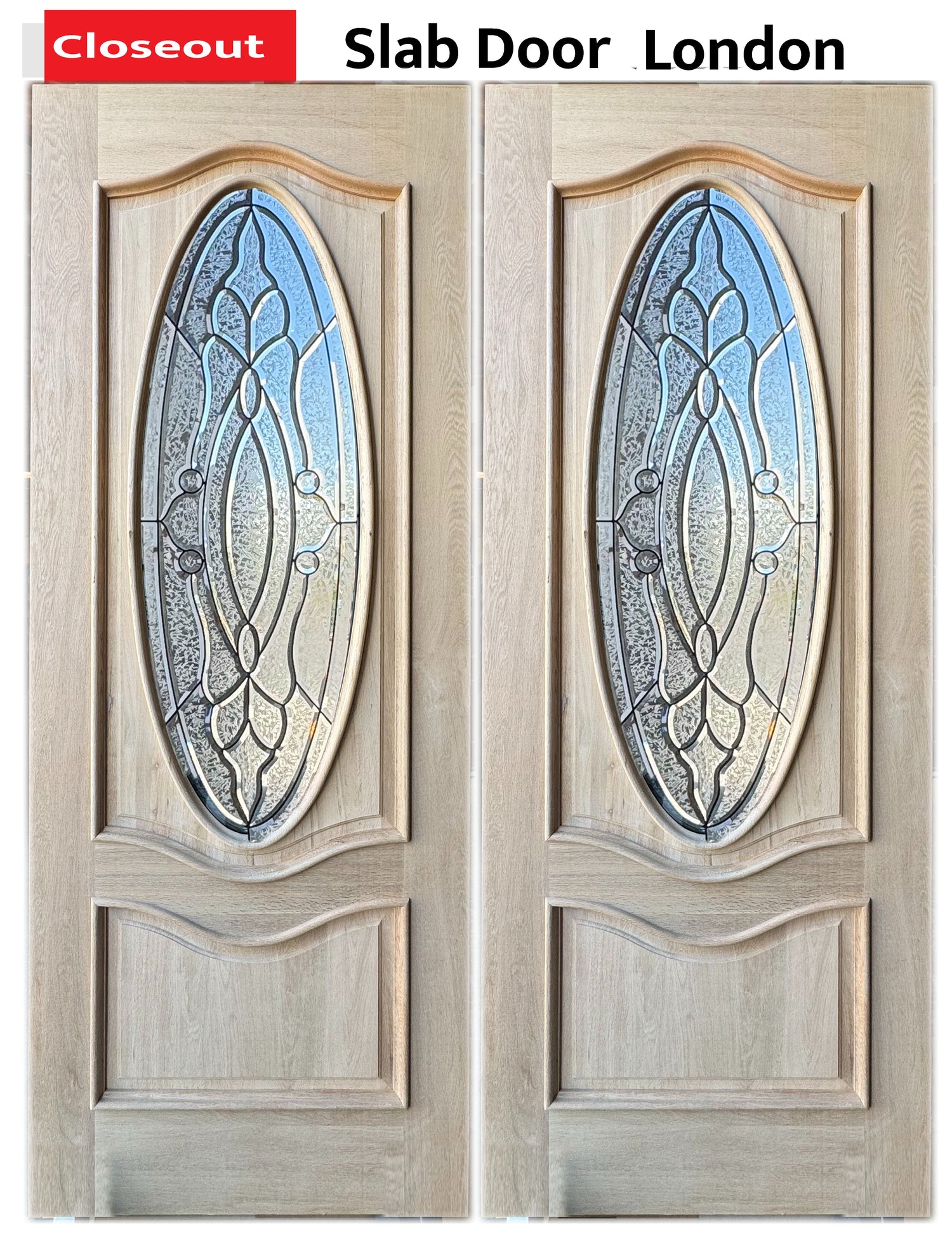Oak and Mahogany Solid Wood Slab Door-London