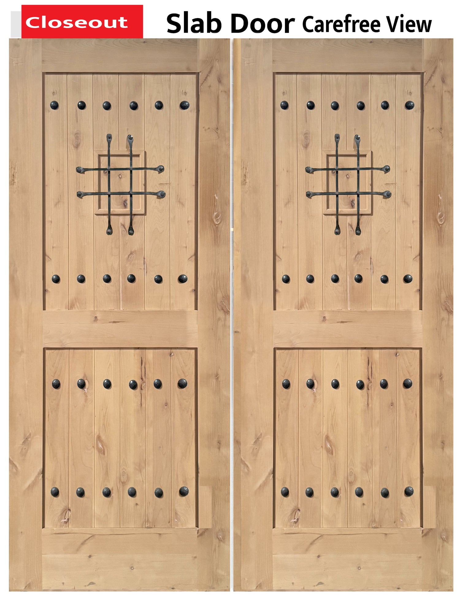 Knotty Alder Wood Slab Door Carefree View Exterior Entry – Closeout Sale