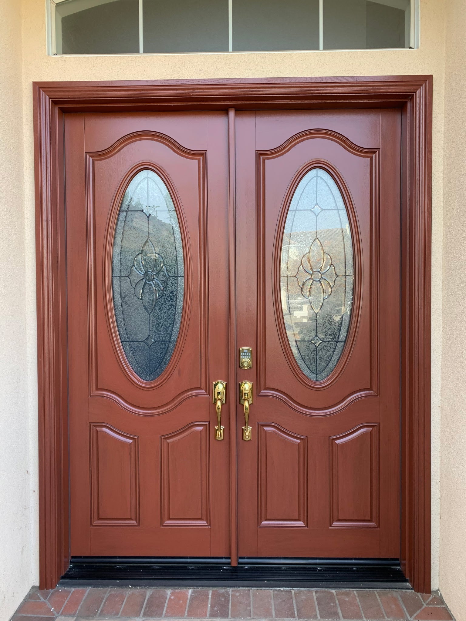 Elegant entry door on luxury home exterior
