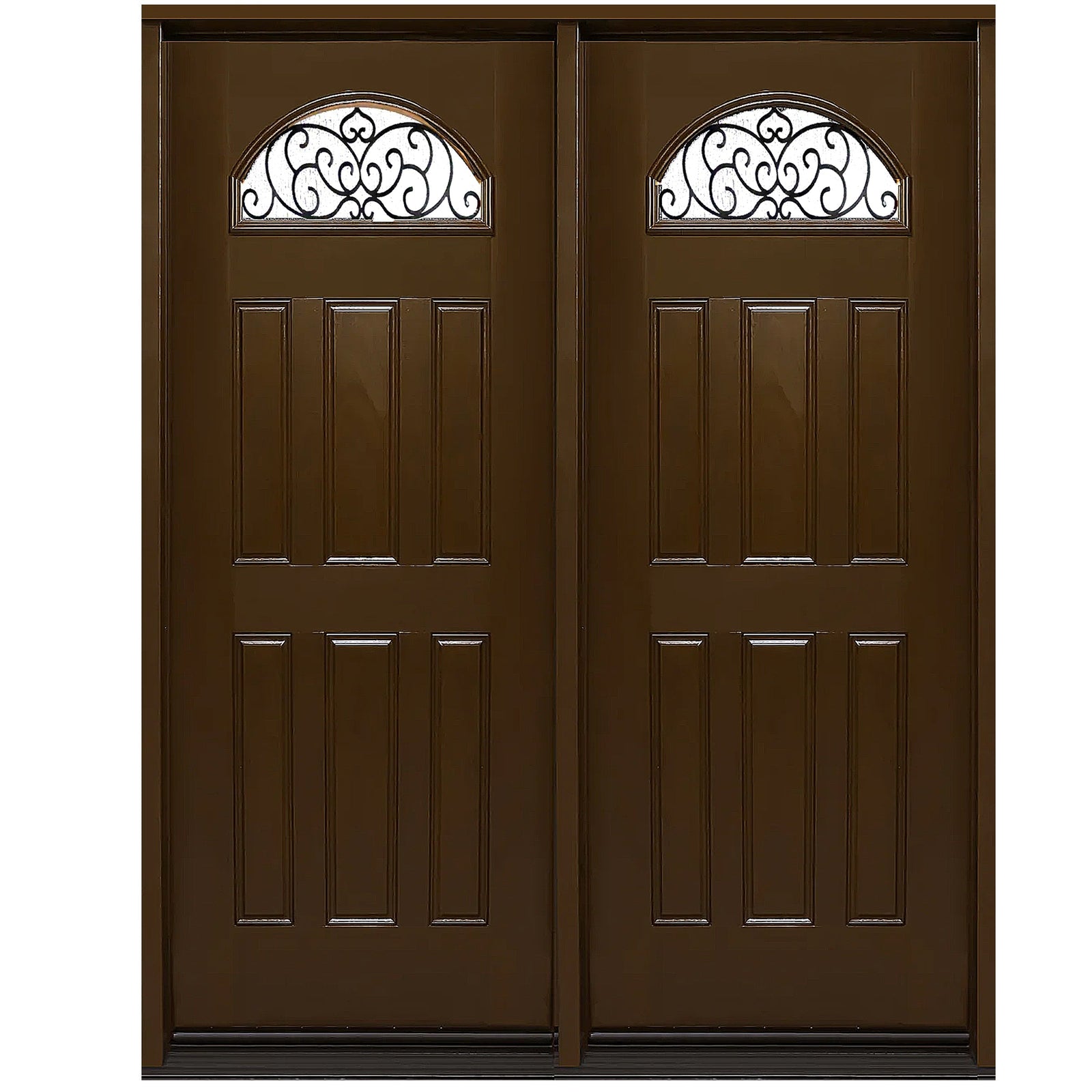 Durable fiberglass front door with realistic wood appearance