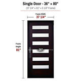 36 x 80 solid wood single front entry door dimensions and frame size diagram for M6P Door