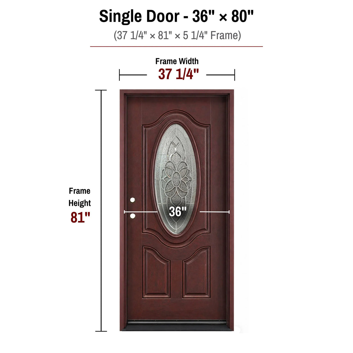 36 x 80 fiberglass single front entry door dimensions and frame size diagram for fd800

