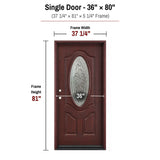 36 x 80 fiberglass single front entry door dimensions and frame size diagram for fd800

