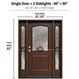 60 x 80 fiberglass double front entry door dimensions and frame size 