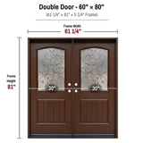 60 x 80 fiberglass double front entry door dimensions and frame size 