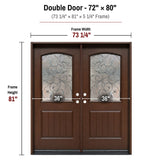 72 x 80 fiberglass double front entry door dimensions and frame size diagram