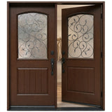 Fiberglass double front entry door with the right door slightly opened fd04