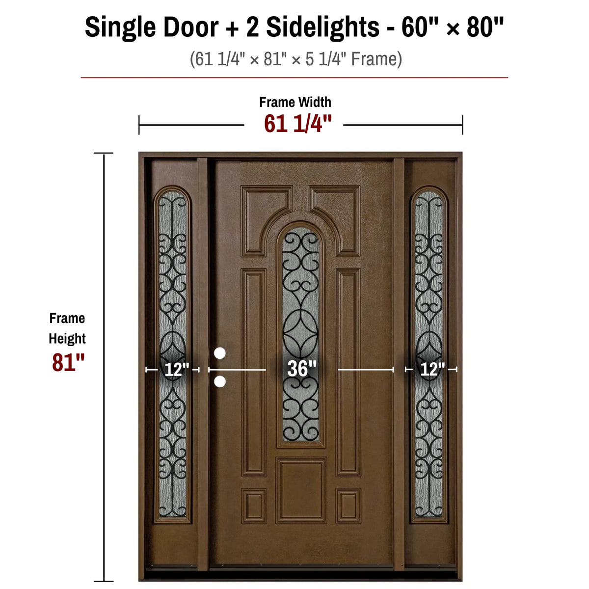 60 x 80 fiberglass single front entry door with sidelights dimensions and frame size diagram for fd280b door