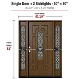 60 x 80 fiberglass single front entry door with sidelights dimensions and frame size diagram for fd280b door