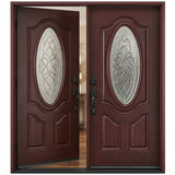 Fiberglass double front entry door with the right door slightly opened fd800 door