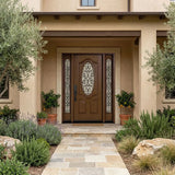 Fiberglass Door Iron Scroll Work Rain Glass FD800W