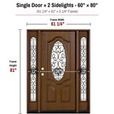 60 x 80 fiberglass single front entry door with sidelights dimensions and frame size diagram for fd800w