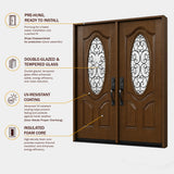Fiberglass Door Iron Scroll Work Rain Glass FD800W