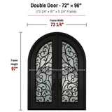 72 x 96 iron double front entry door dimensions and frame size diagram for ID04 door