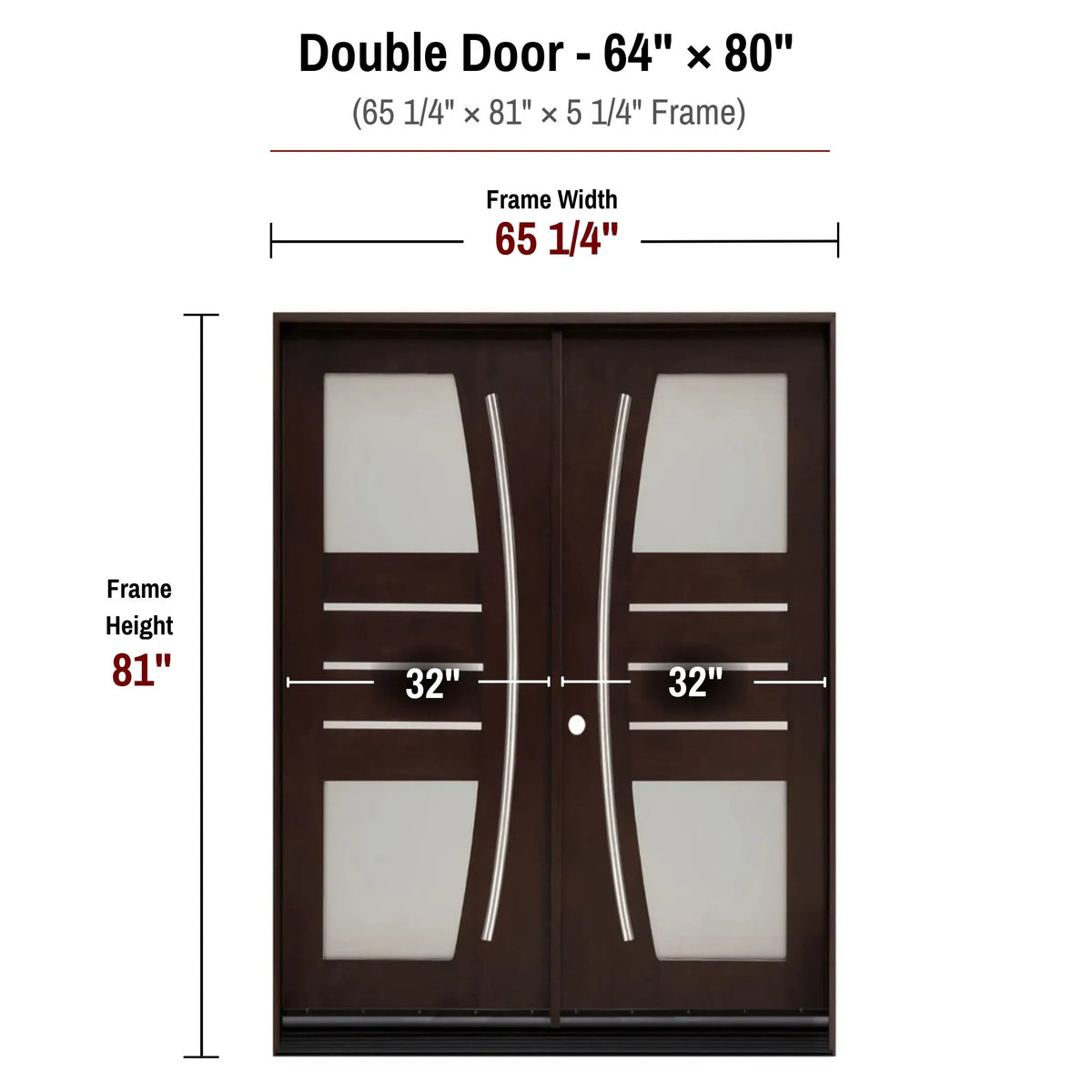 64 x 80 solid wood single front entry door with sidelights dimensions and frame size diagram for M1010 door