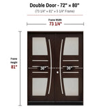 72 x 80 solid wood single front entry door with sidelights dimensions and frame size diagram for M1010 door