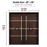 60 x 96 solid wood double front entry door dimensions and frame size diagram for M5P door
