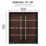 72 x 80 solid wood double front entry door dimensions and frame size diagram for M5P door