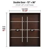 72 x 96 solid wood double front entry door dimensions and frame size diagram for M5P door
