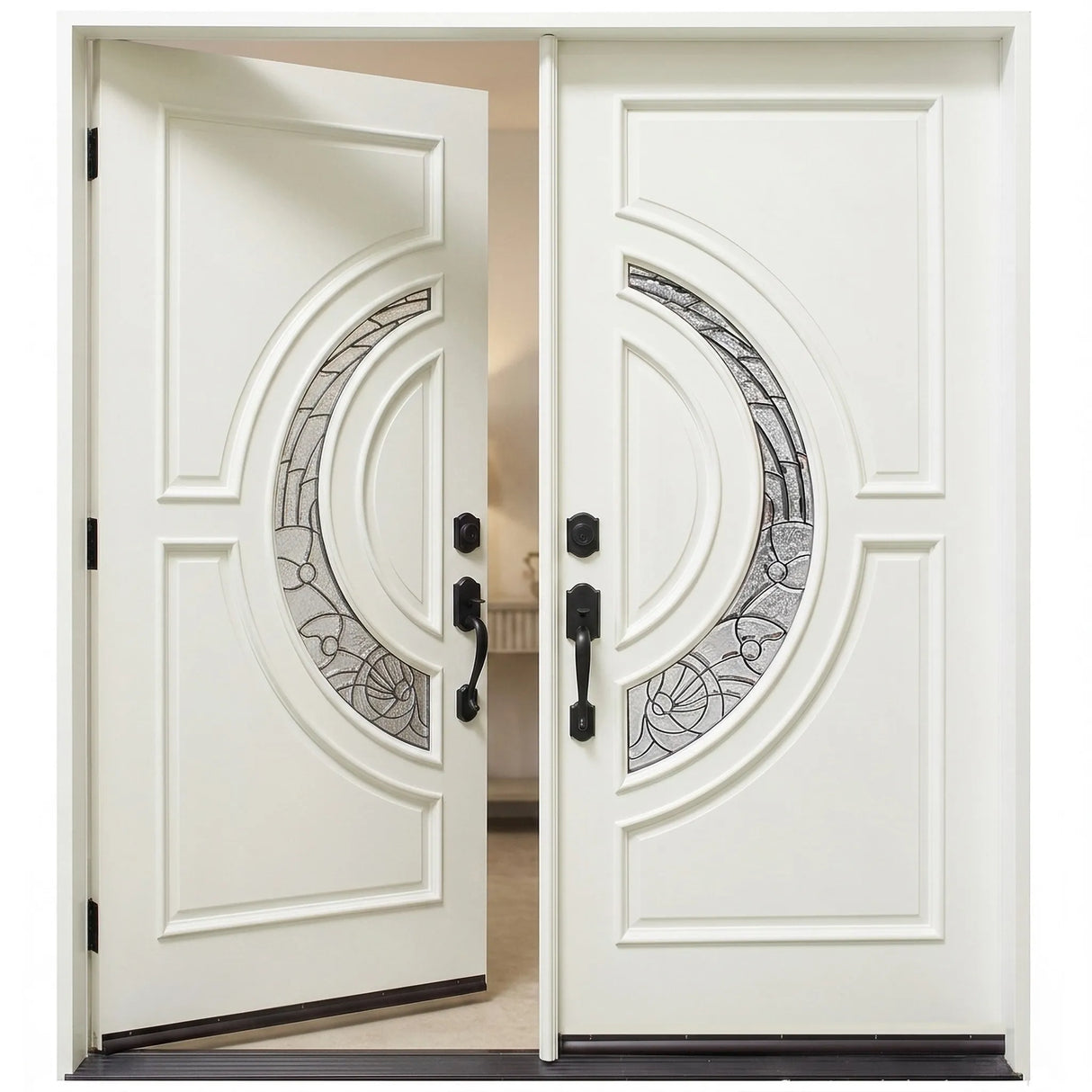 Solid Wood Exterior Door M580E-White