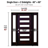 60 x 80 solid wood single front entry door with sidelights dimensions and frame size diagram for M6P door