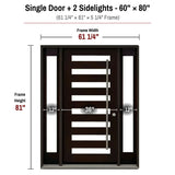 60 x 80 solid wood single front entry door with sidelights dimensions and frame size diagram for M8P door