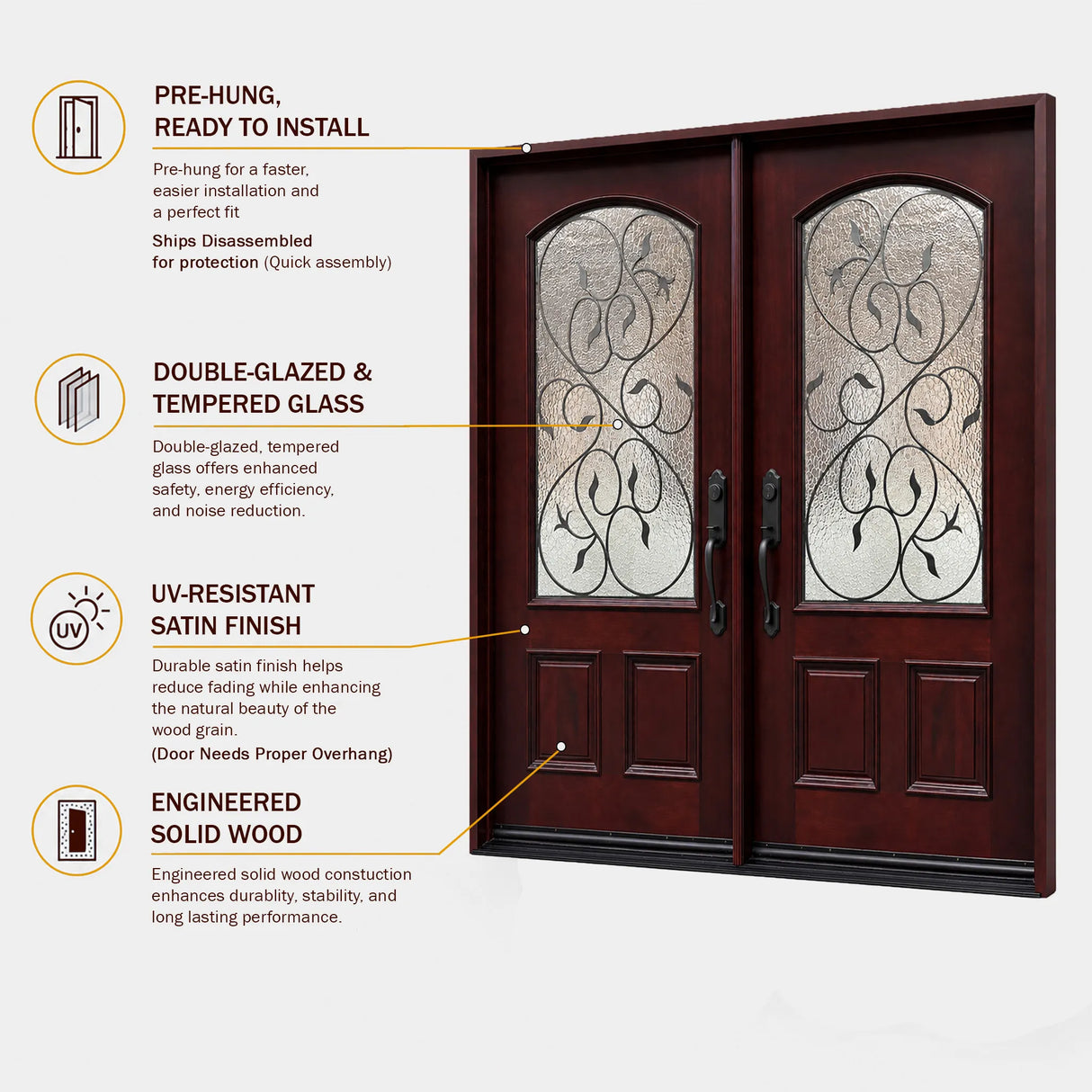 Prehung Solid Wood Entry Door - M002