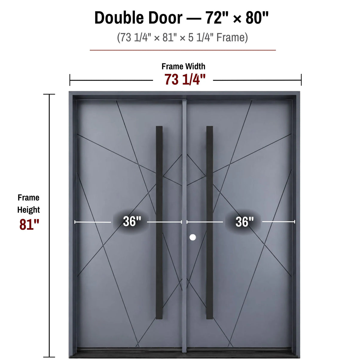 chart for a double door with dimensions labeled