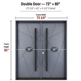 chart for a double door with dimensions labeled