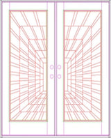 Illustration of double front entry door showing design layout and glass panel configuration