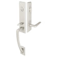 Front entry door handle set with deadbolt and grip handle, exterior door hardware