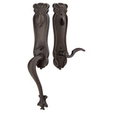 Front entry door handle set with deadbolt and grip handle, exterior door hardware, front view