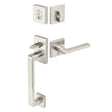 Front entry door handle set with deadbolt and grip handle, exterior door hardware, front view