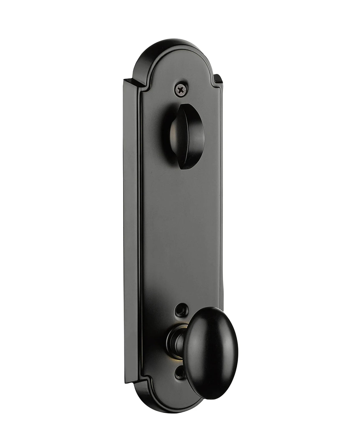 Front entry door handle set with deadbolt and grip handle, exterior hardware, front view