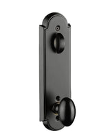 Front entry door handle set with deadbolt and grip handle, exterior hardware, front view