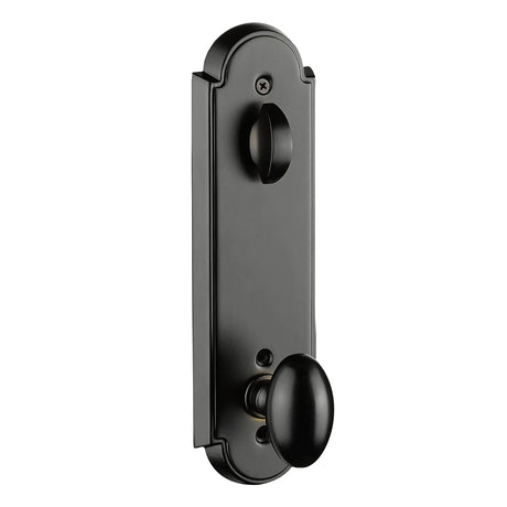 Front entry door handle set with deadbolt and grip handle, exterior hardware, front view