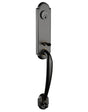 Bronze front entry door handle set with deadbolt and grip handle, exterior hardware, front view