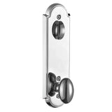 Chrome front entry door handle set with deadbolt and grip handle, front hardware, front view